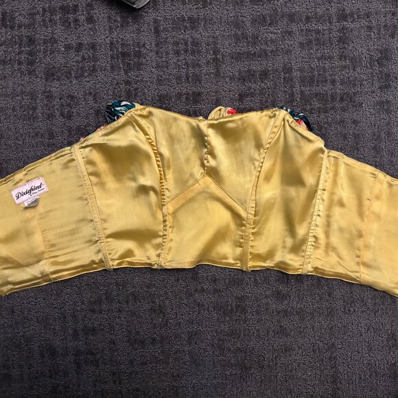 Dixiefied by Pinup Girl Couture Tiki Print Vintage Bustier Ruffle Top Size SMALL - Picture 11 of 11